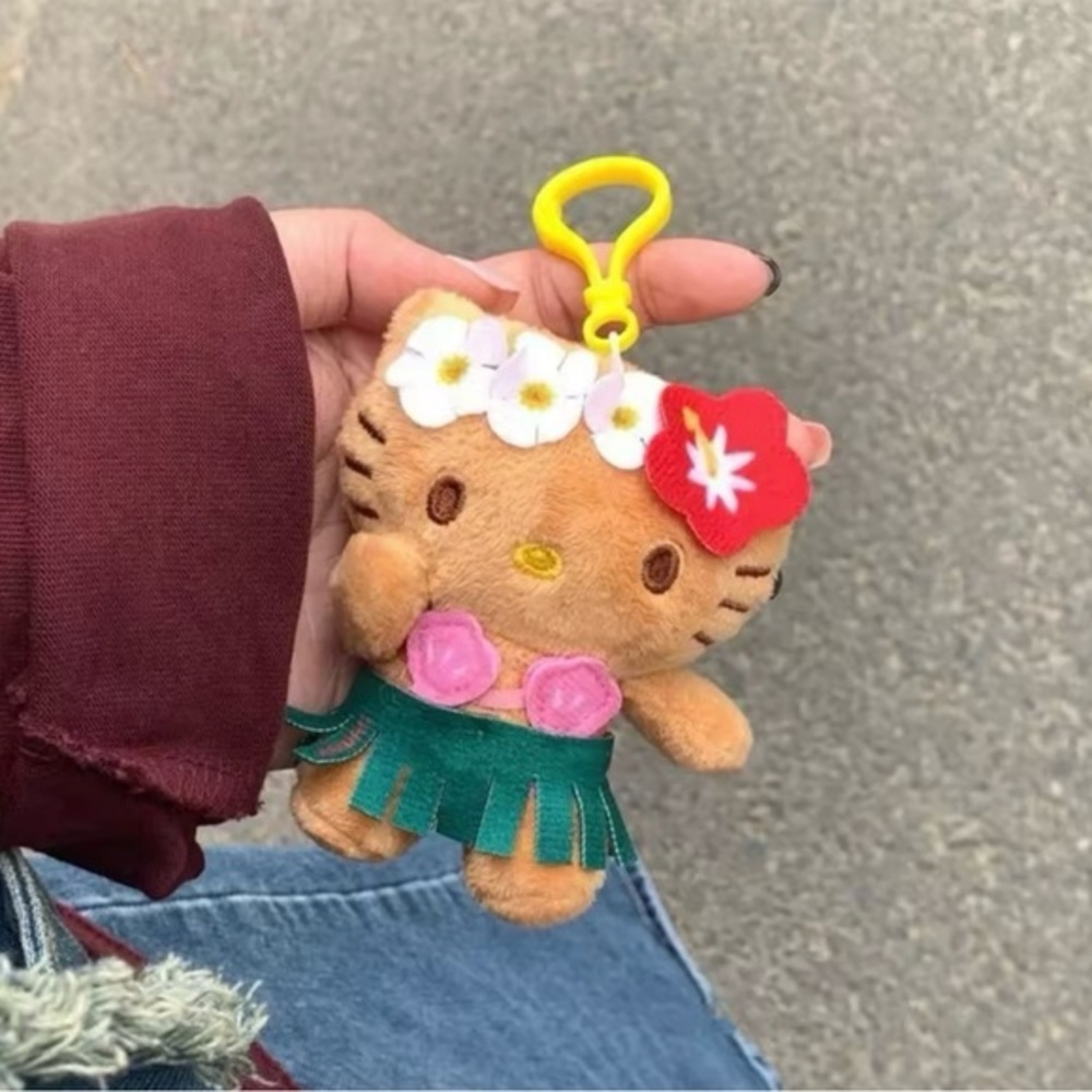 Hello Kitty Keychain Hawaiian Sanrio Hello Kitty Series Plush Toy Bag Clip​